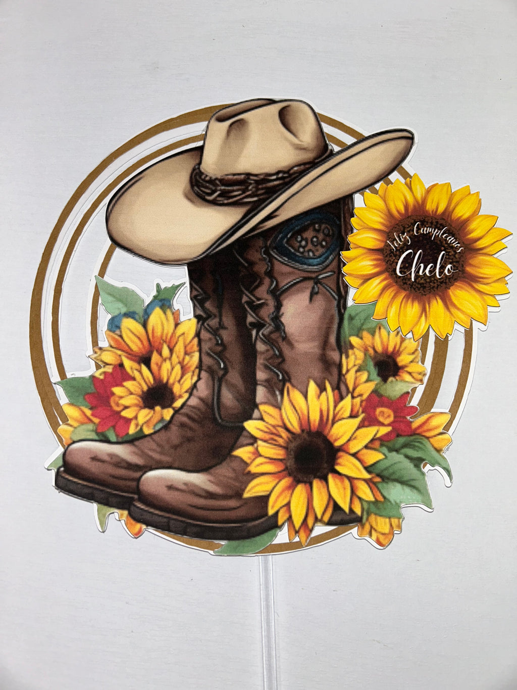 Western Sunflower Cake Topper